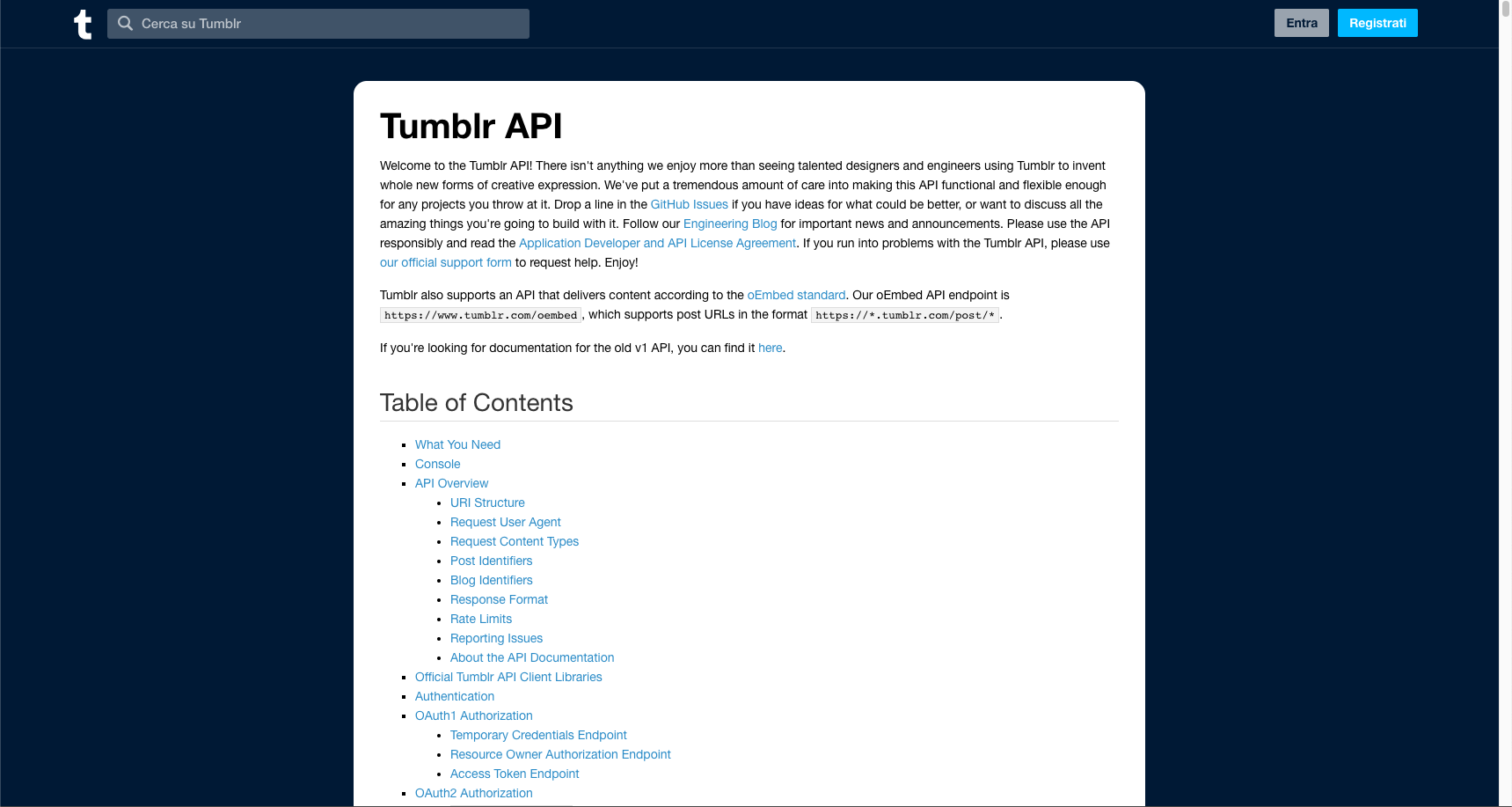 Tumblr API Website